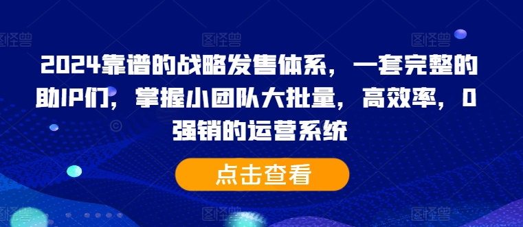 2024靠谱的战略发售体系，一套完整的助IP们，掌握小团队大批量，高效率，0 强销的运营系统-蜜桃网创