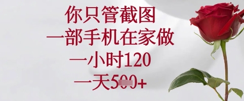 你只管截图,一部手机在家可以做,一小时120.一天5张+【揭秘】-蜜桃网创