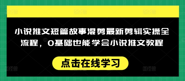 小说推文短篇故事混剪最新剪辑实操全流程，0基础也能学会小说推文教程，肯干多发日入多张-蜜桃网创