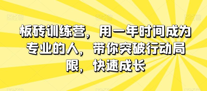 板砖训练营,用一年时间成为专业的人,带你突破行动局限,快速成长-蜜桃网创