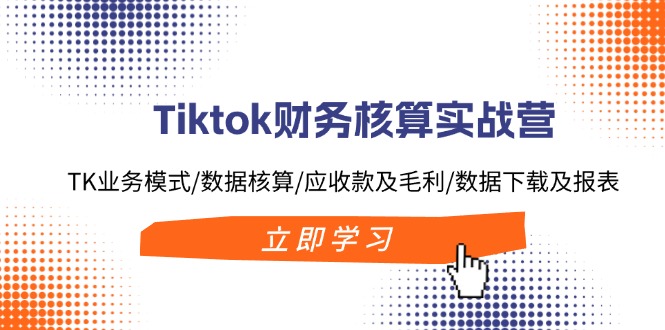 Tiktok财务核算实战营：TK业务模式/数据核算/应收款及毛利/数据下载及报表-蜜桃网创