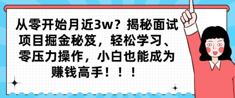 从零开始月近3w？揭秘面试项目掘金秘笈，轻松学习、零压力操作，小白也能成为赚钱高手-蜜桃网创