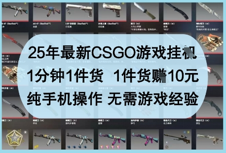 25年最新CSGO游戏挂G，1分钟1件货，1件货挣10元，纯手机操作，无需游戏经验【揭秘】-蜜桃网创