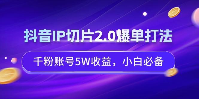 抖音IP切片2.0爆单打法，千粉账号5W收益，小白必备-蜜桃网创