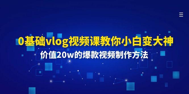 0基础vlog视频课教你小白变大神：价值20w的爆款视频制作方法-蜜桃网创