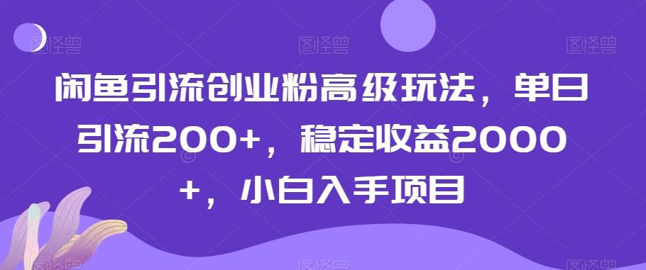 闲鱼引流创业粉高级玩法，单日引流200+，稳定收益2000+，小白入手项目-蜜桃网创