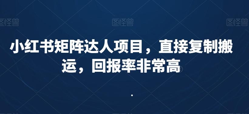 小红书矩阵达人项目,直接复制搬运,回报率非常高