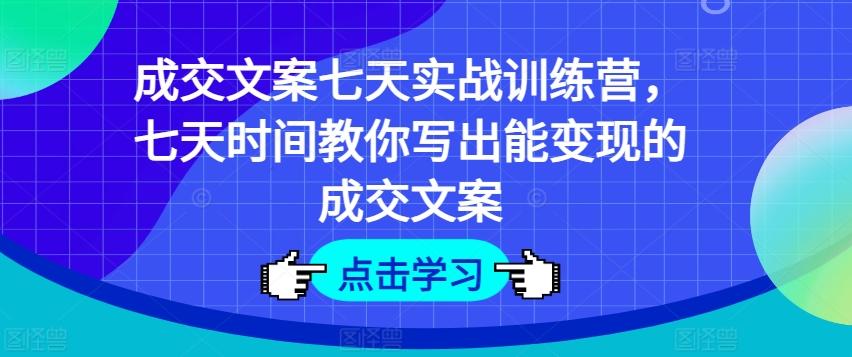 成交文案七天实战训练营，七天时间教你写出能变现的成交文案-蜜桃网创
