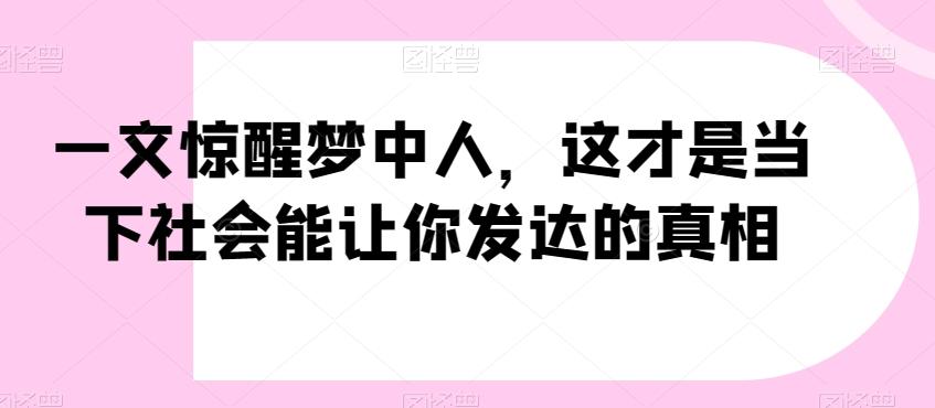 一文惊醒梦中人，这才是当下社会能让你发达的真相【公众号付费文章】-蜜桃网创