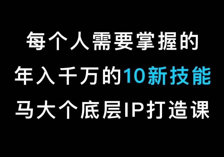 马大个的IP底层逻辑课，​每个人需要掌握的年入千万的10新技能，约会底层IP打造方法！-蜜桃网创