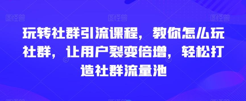 玩转社群引流课程，教你怎么玩社群，让用户裂变倍增，轻松打造社群流量池-蜜桃网创
