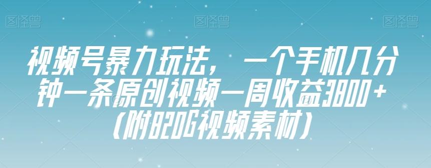 视频号暴力玩法,一个手机几分钟一条原创视频一周收益3800+(附820G视频素材)