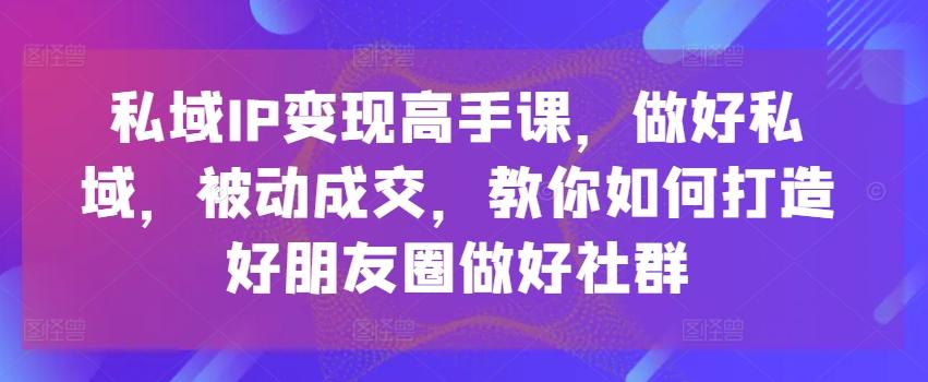私域IP变现高手课，做好私域，被动成交，教你如何打造好朋友圈做好社群-蜜桃网创
