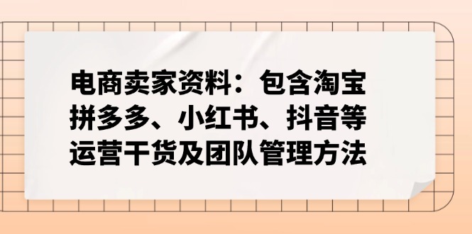 电商卖家资料:包含淘宝、拼多多、小红书、抖音等运营干货及团队管理方法-蜜桃网创