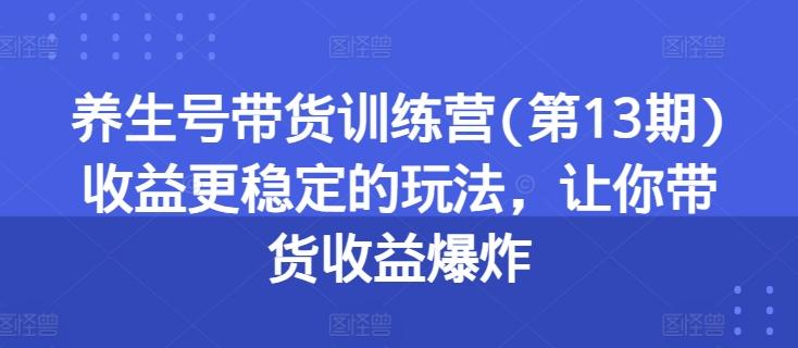 养生号带货训练营(第13期)收益更稳定的玩法，让你带货收益爆炸-蜜桃网创