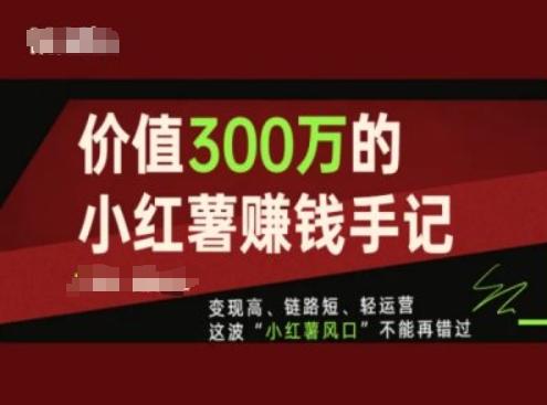 价值300万的小红书赚钱手记,变现高、链路短、轻运营,这波“小红薯风口”不能再错过-蜜桃网创