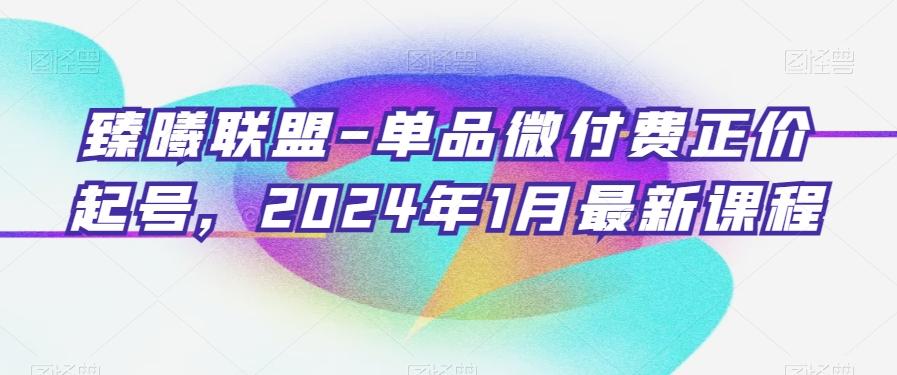 臻曦联盟-单品微付费正价起号，2024年1月最新课程-蜜桃网创