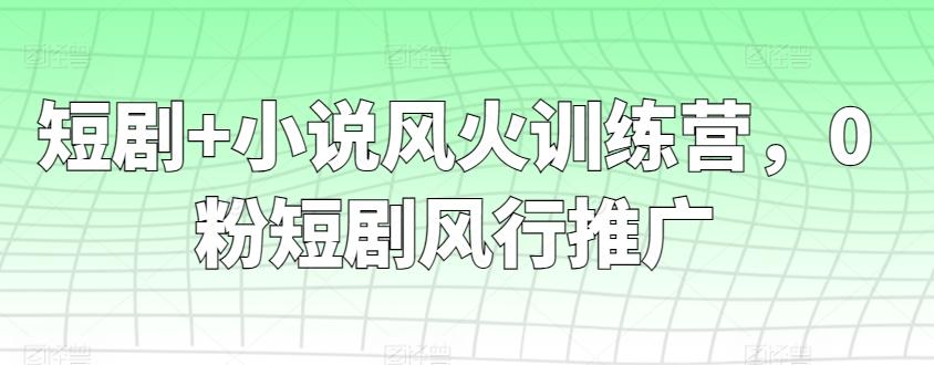 短剧+小说风火训练营,0粉短剧风行推广-蜜桃网创