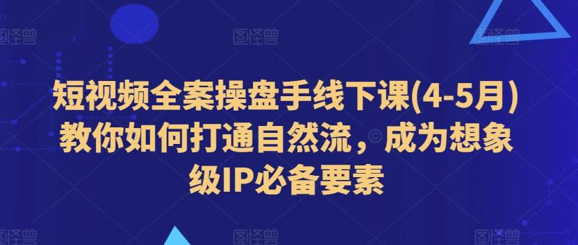短视频全案操盘手线下课(4-5月)教你如何打通自然流，成为想象级IP必备要素-蜜桃网创