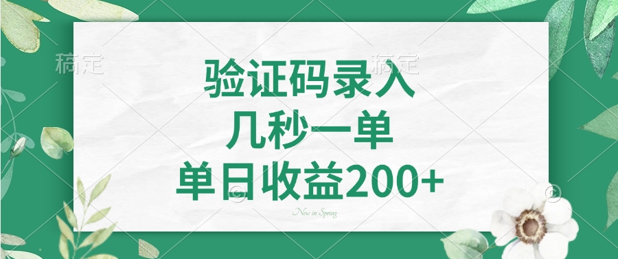 验证码录入，几秒一单，单日收益200+-蜜桃网创