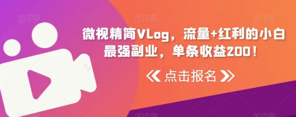 微视精简Vlog，流量+红利的小白最强副业，单条收益200！-蜜桃网创