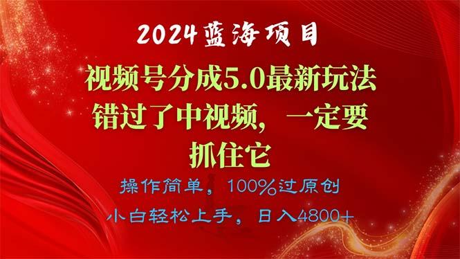 2024蓝海项目，视频号分成计划5.0最新玩法，错过了中视频，一定要抓住...-蜜桃网创