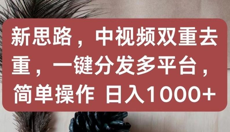 新思路，中视频双重去重，一键分发多平台，简单操作，日入1000+【揭秘】-蜜桃网创
