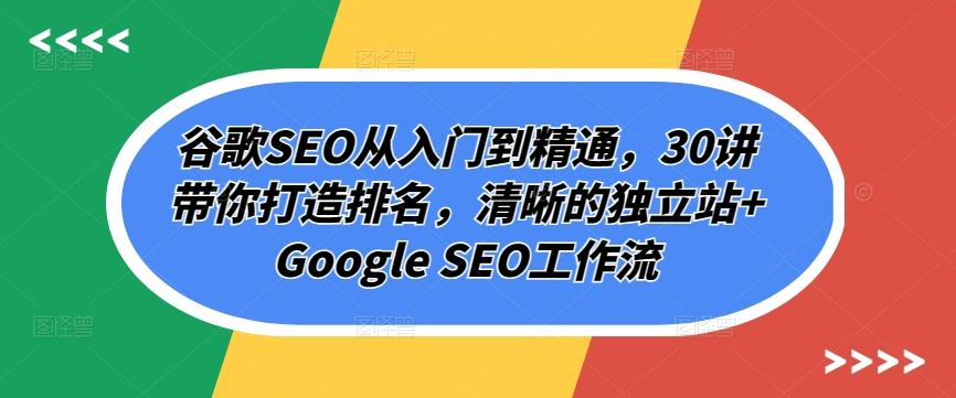 谷歌SEO从入门到精通，30讲带你打造排名，清晰的独立站+Google SEO工作流-蜜桃网创
