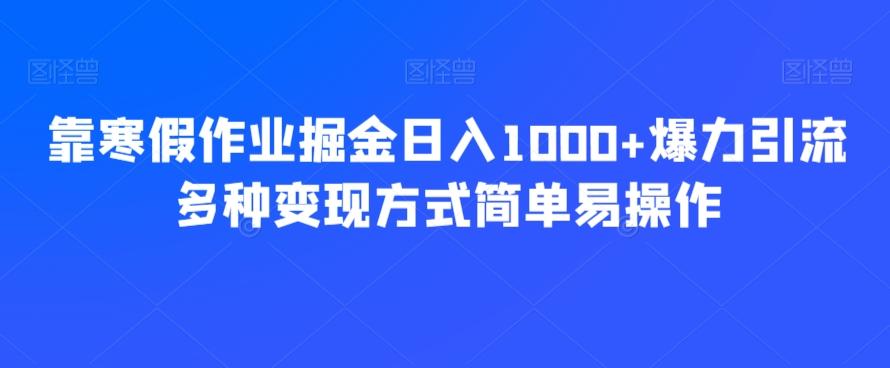 靠寒假作业掘金日入1000+爆力引流多种变现方式简单易操作-蜜桃网创