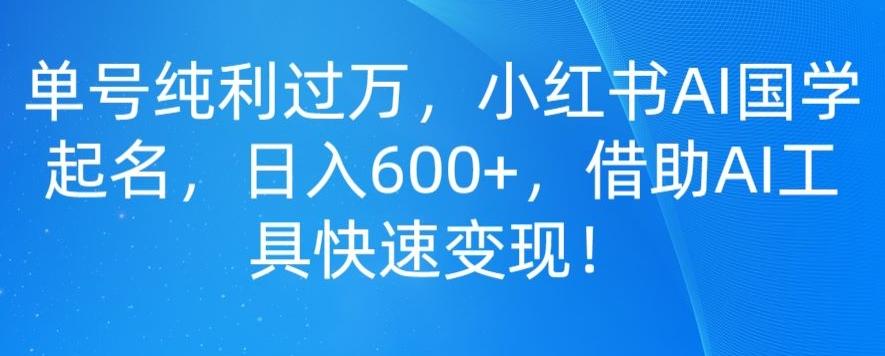 单号纯利过万，小红书AI国学起名，日入600+，借助AI工具快速变现-蜜桃网创