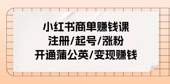 小红书商单赚钱课:注册/起号/涨粉/开通蒲公英/变现赚钱(25节课)-蜜桃网创