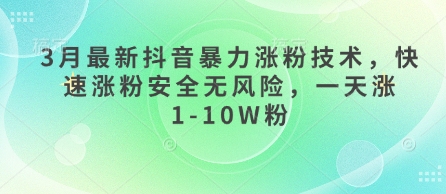 3月最新抖音暴力涨粉技术，快速涨粉安全无风险，一天涨1-10W粉-蜜桃网创