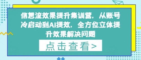 信息流效果提升集训营，从账号冷启动到AI提效，全方位立体提升效果解决问题-蜜桃网创