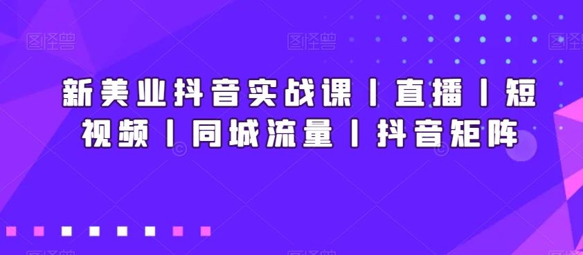 新美业抖音实战课丨直播丨短视频丨同城流量丨抖音矩阵-蜜桃网创