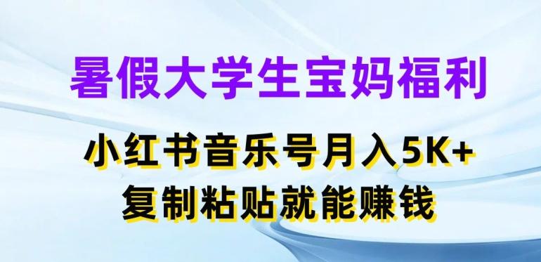 暑假大学生宝妈福利，小红书音乐号月入5000+，复制粘贴就能赚钱【揭秘】-蜜桃网创