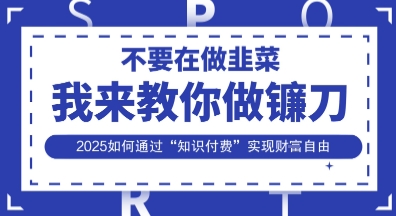 韭菜生涯终结者，我来教你做镰刀，2025如何通过“知识付费”实现财F自由【揭秘】-蜜桃网创