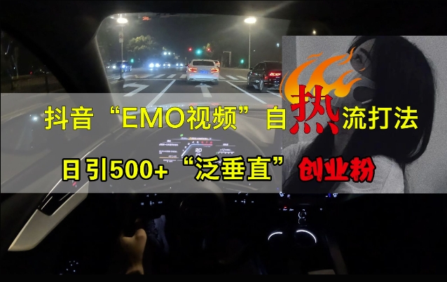 抖音EMO视频自热打法，日引500+“泛垂直”创业粉-蜜桃网创