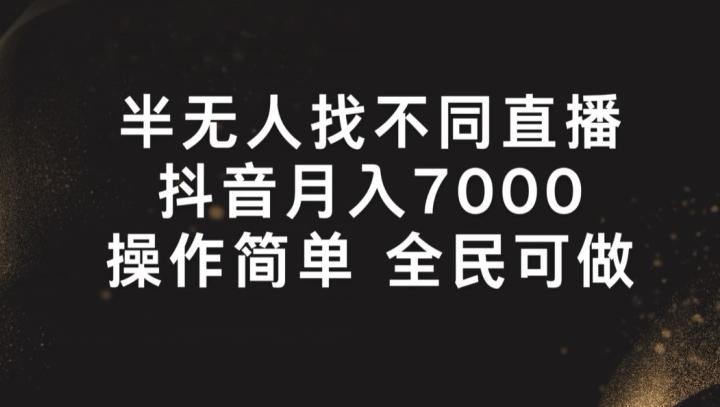 半无人找不同直播，月入7000+，操作简单 全民可做【揭秘】-蜜桃网创