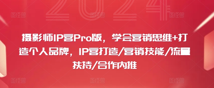 摄影师IP营Pro版，学会营销思维+打造个人品牌，IP营打造/营销技能/流量扶持/合作内推-蜜桃网创