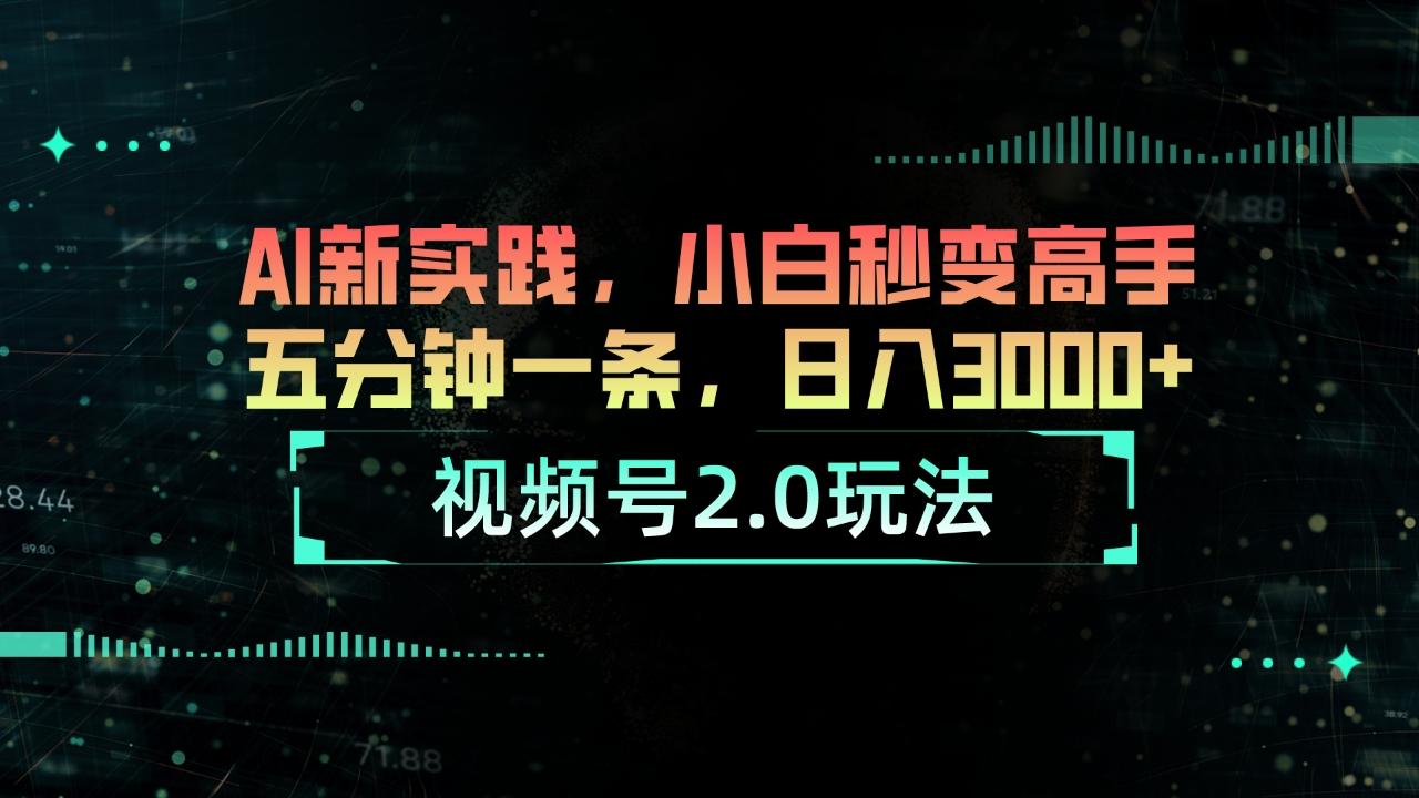 视频号2.0玩法 AI新实践，小白秒变高手五分钟一条，日入3000+-蜜桃网创