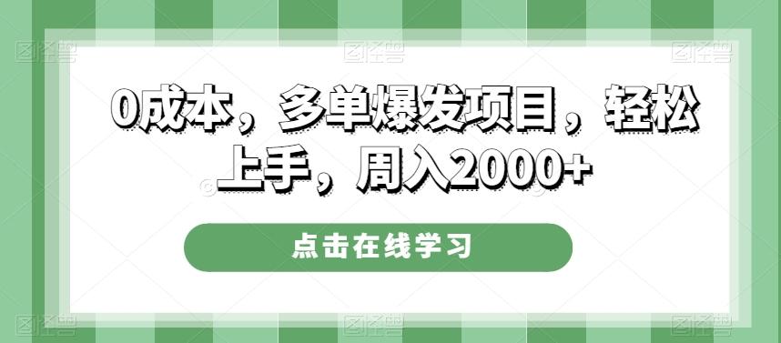 0成本,多单爆发项目,轻松上手,周入2000+-蜜桃网创