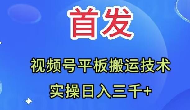 全网首发：视频号平板搬运技术，实操日入三千＋-蜜桃网创
