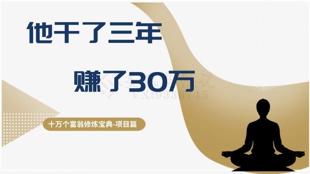 十万个富翁修炼宝典之2.他干了3年，赚了30万-蜜桃网创