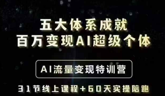 五大体系成就百万变现AI超级个体- AI流量变现特训营,一步一步教你一个人怎么年入百W-蜜桃网创