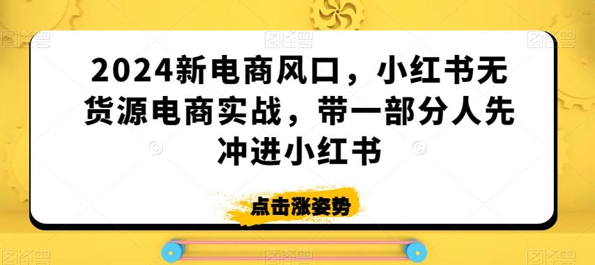 2024新电商风口，小红书无货源电商实战，带一部分人先冲进小红书-蜜桃网创
