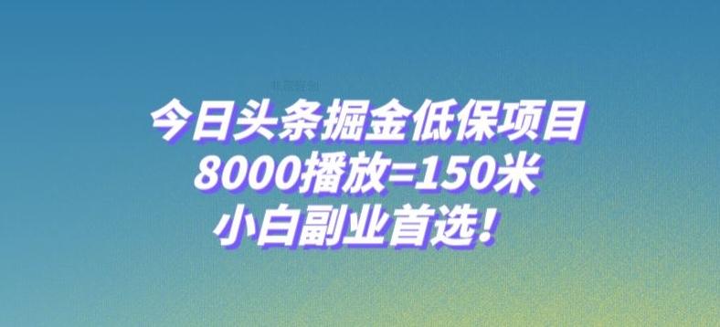 今日头条掘金低保项目，8000播放=150米，小白副业首选【揭秘】-蜜桃网创