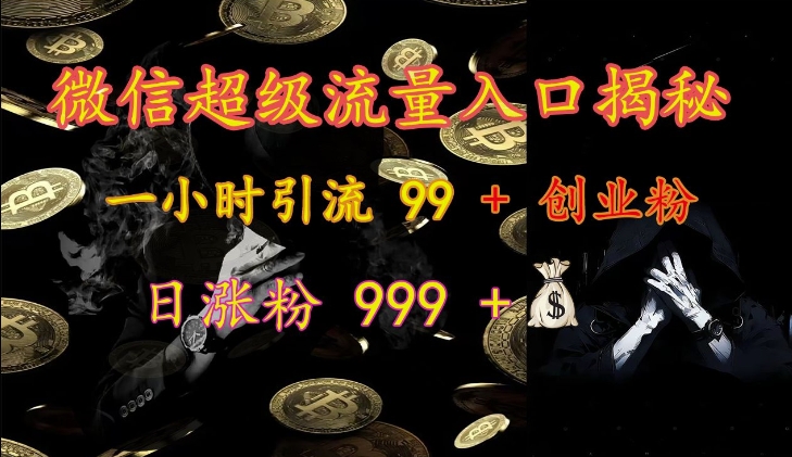 微信超级流量入口揭秘：一小时引流 99 + 创业粉，日涨粉 999 +-蜜桃网创