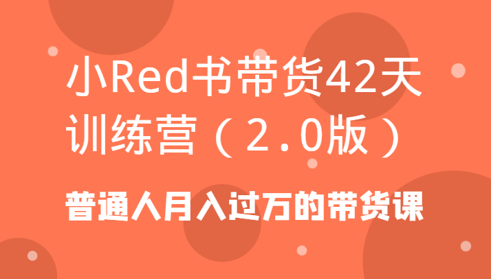 小Red书带货42天训练营(2.0版)普通人月入过万的带货课-蜜桃网创