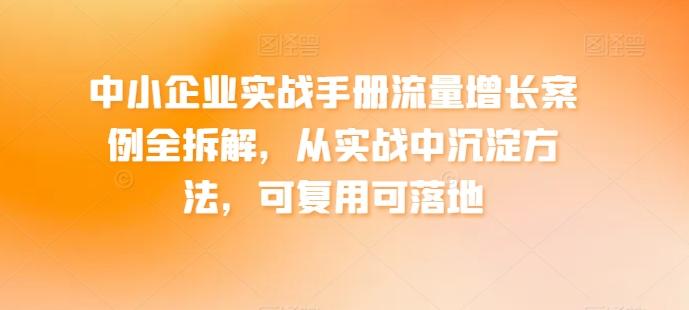中小企业实战手册流量增长案例全拆解，从实战中沉淀方法，可复用可落地-蜜桃网创