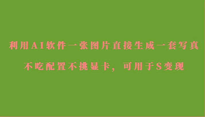利用AI软件只需一张图片直接生成一套写真，不吃配置不挑显卡，可用于S变现-蜜桃网创